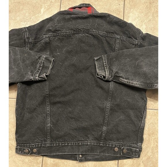 Levis Vintage Jacket Large Black Type 3 Denim 70427 Flannel Lined 1990s Rare - Picture 2 of 8